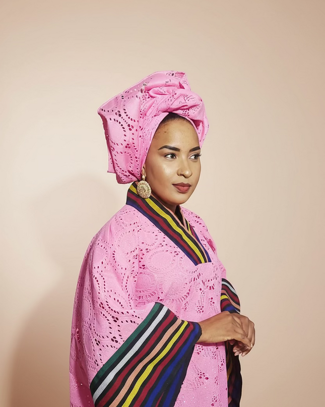 Robe morenike dentelle aso oke - Rose