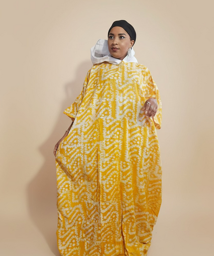Boubou adire à capuche - Blanc