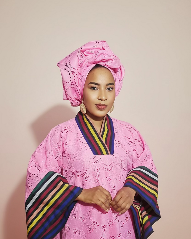 Robe morenike dentelle aso oke - Rose
