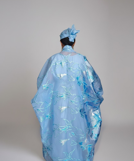 Ensemble brocart dubai - Bleu ciel