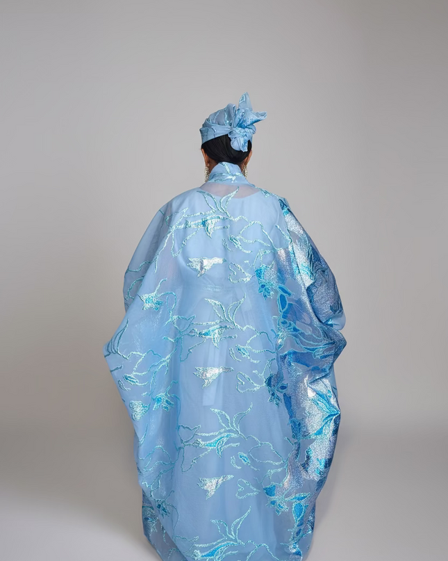 Ensemble brocart dubai - Bleu ciel