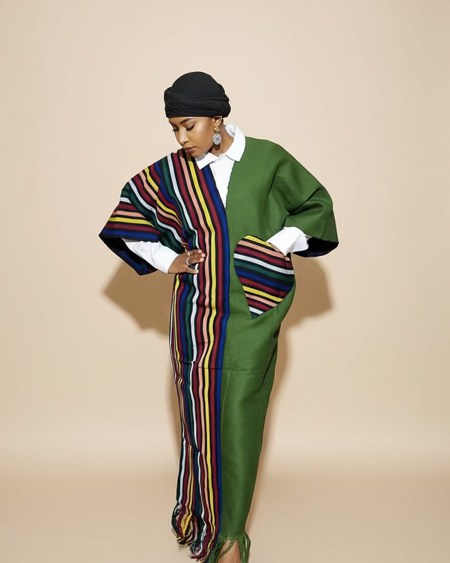Robe slim en aso oke  - Vert