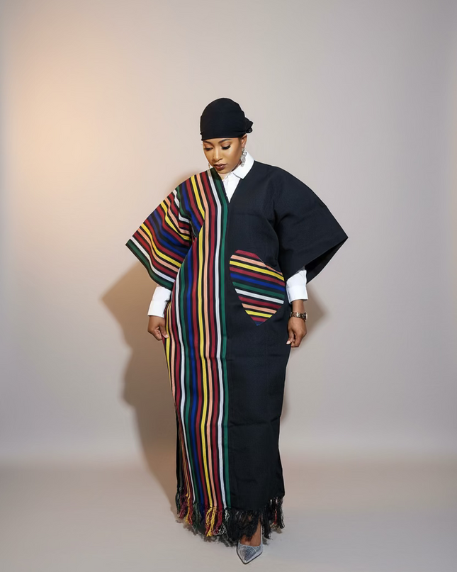 Robe slim en aso oke  - Noir