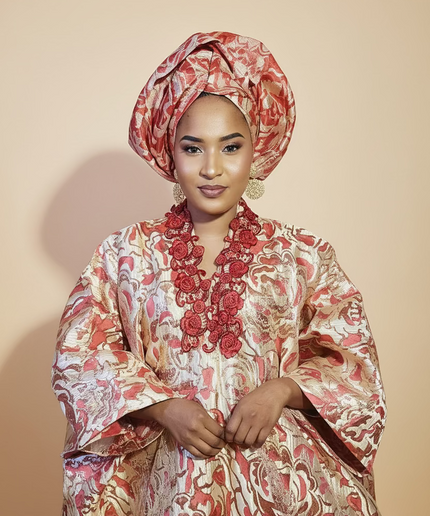 Boubou brocart ajewale  - Rouge