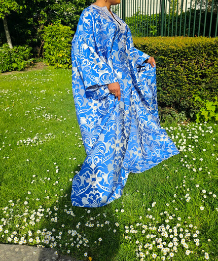 Boubou damask brodé - Bleu roi