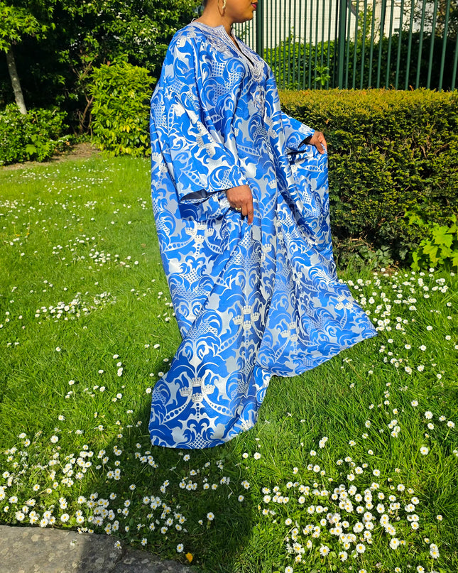 Boubou damask brodé - Bleu roi