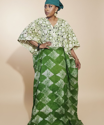 Robe adire dentelle - Vert
