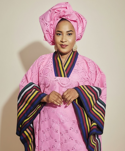 Robe morenike dentelle aso oke - Rose