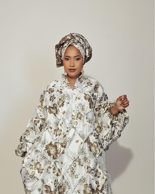 Robe arewa brocart - Marron
