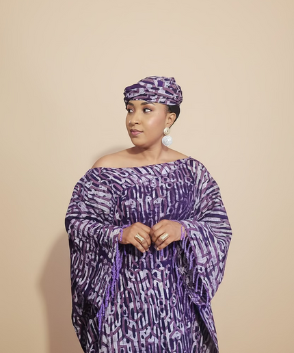 Boubou adire dempé perlé omosewa - Violet