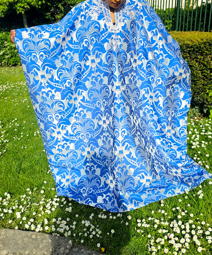 Boubou damask brodé - Bleu roi