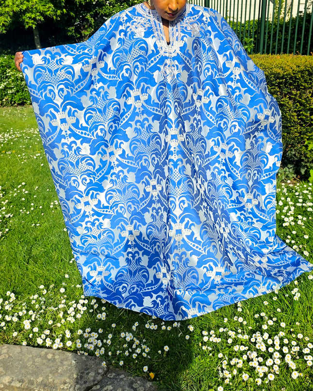 Boubou damask brodé - Bleu roi