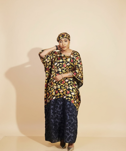 Caftan dentelle indienne - organza - Black