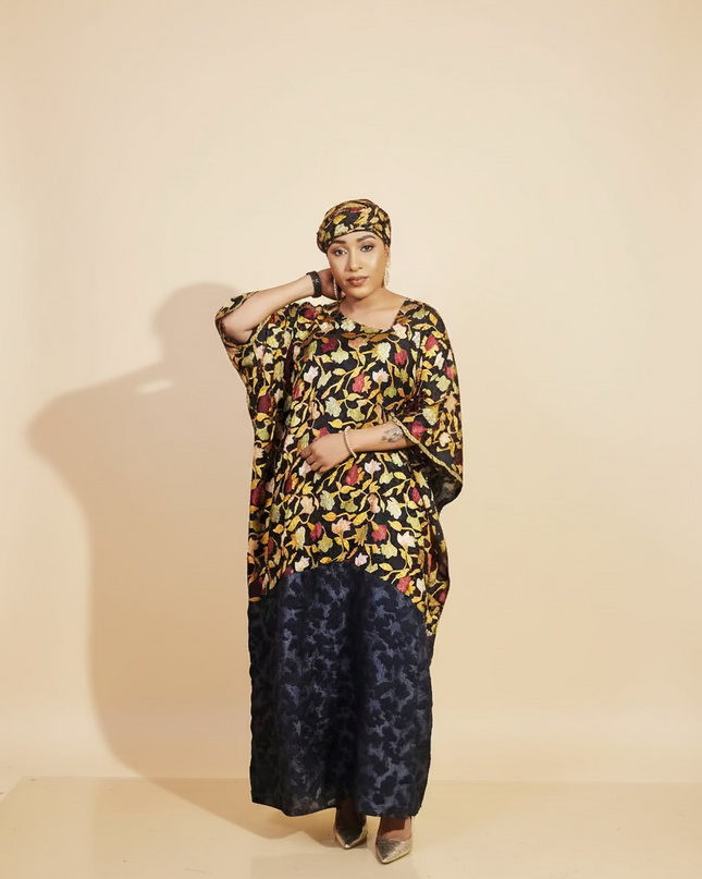 Caftan dentelle indienne - organza - Black