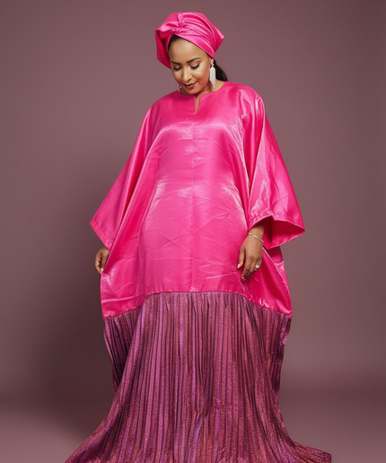 Boubou brocart mikado - Rose fuchsia