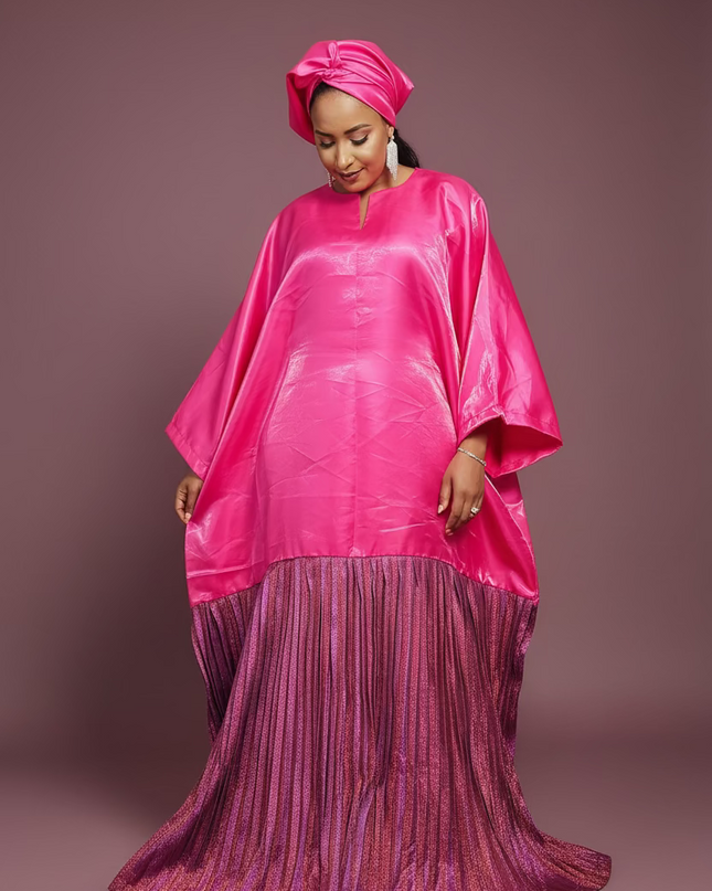 Boubou brocart mikado - Rose fuchsia