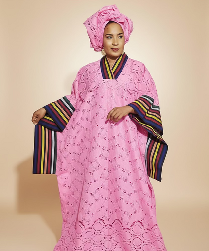 Robe morenike dentelle aso oke - Rose