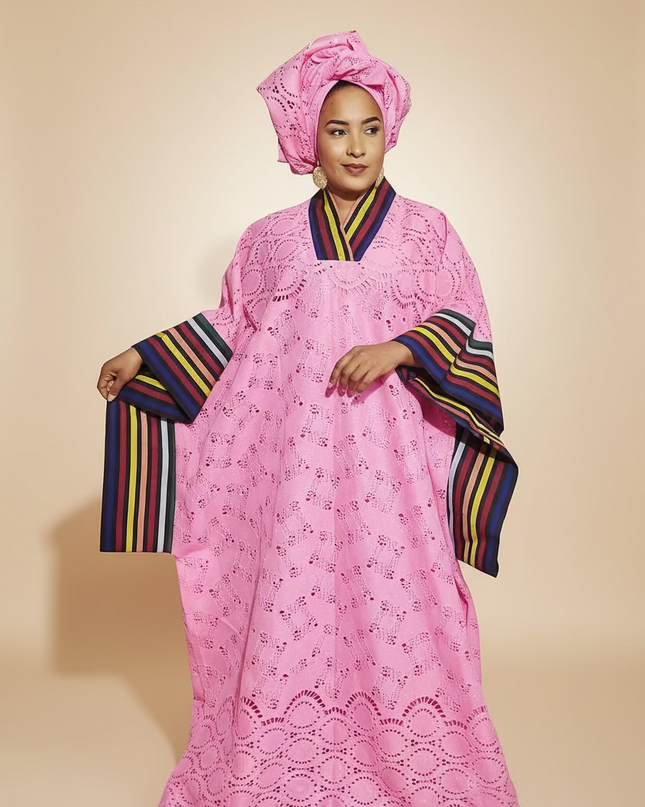 Robe morenike dentelle aso oke - Rose