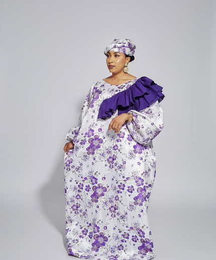 Robe Omosewa brocart aso oke - Violet