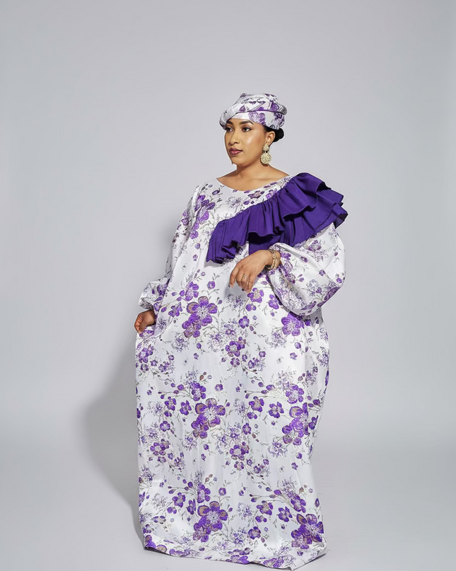 Robe Omosewa brocart aso oke - Violet