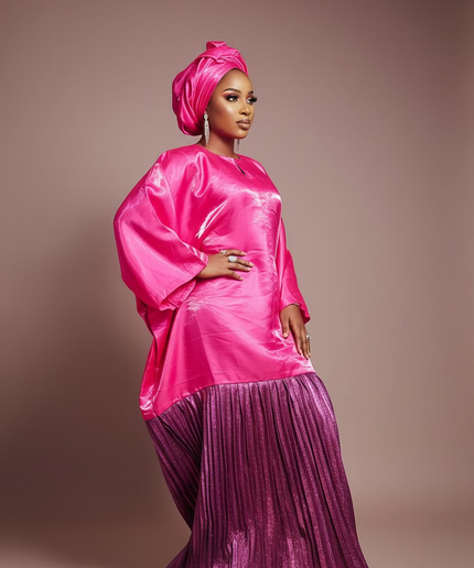 Boubou brocart mikado - Rose fuchsia