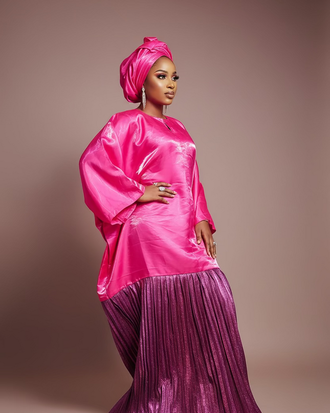 Boubou brocart mikado - Rose fuchsia