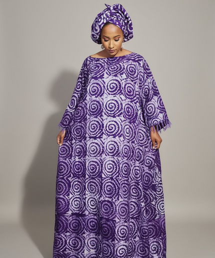 Boubou adire dempé perlé adewale - Violet