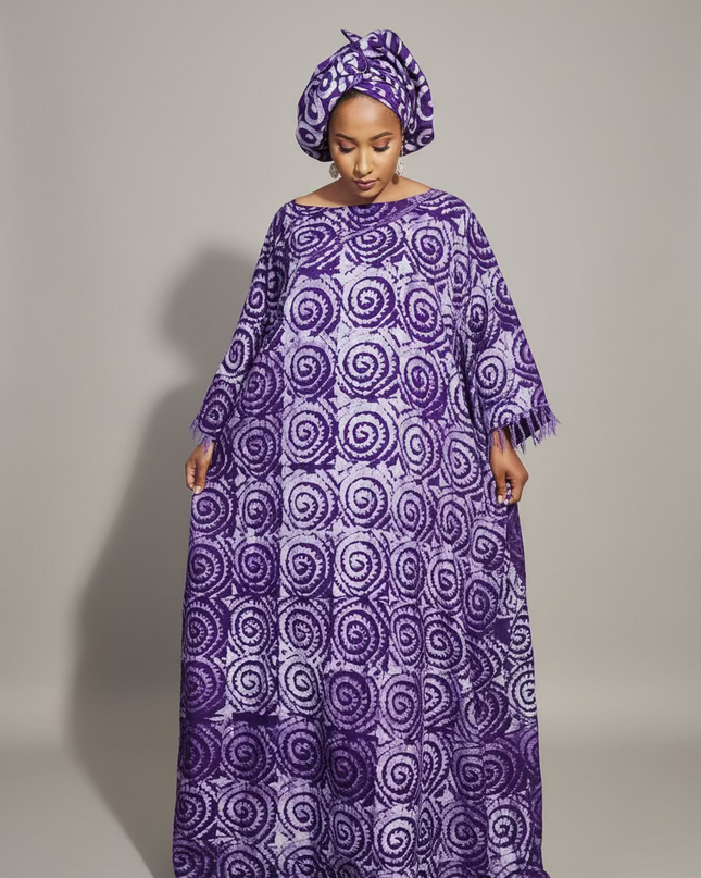 Boubou adire dempé perlé adewale - Violet