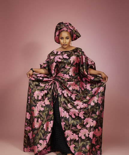 Ensemble khadija jupe brocart - Rose