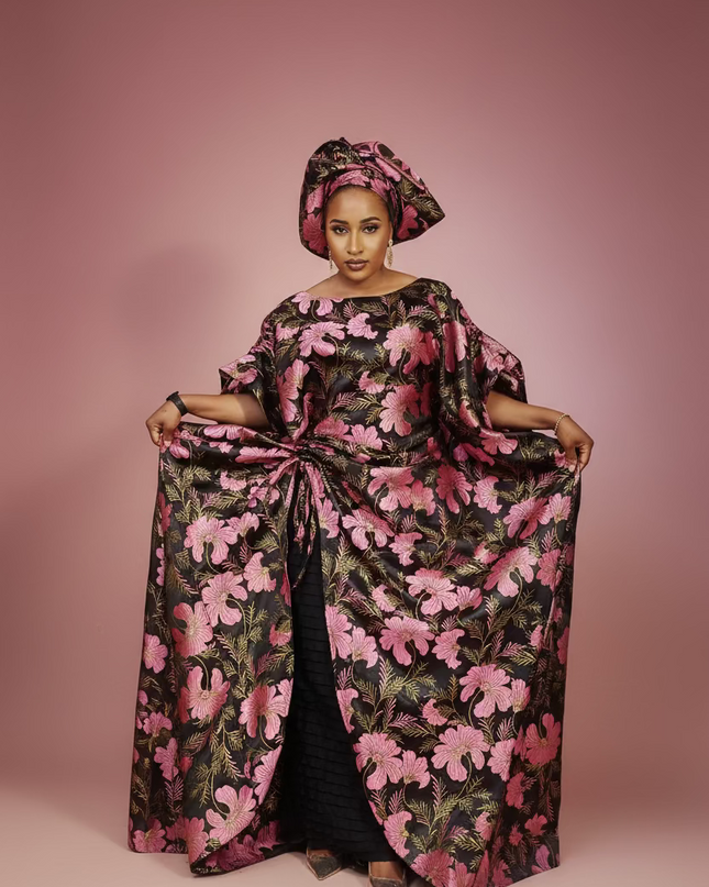 Ensemble khadija jupe brocart - Rose