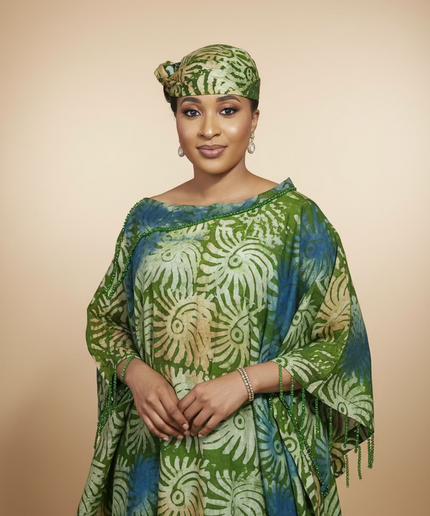 Boubou adire dempé perlé tolulope - Vert