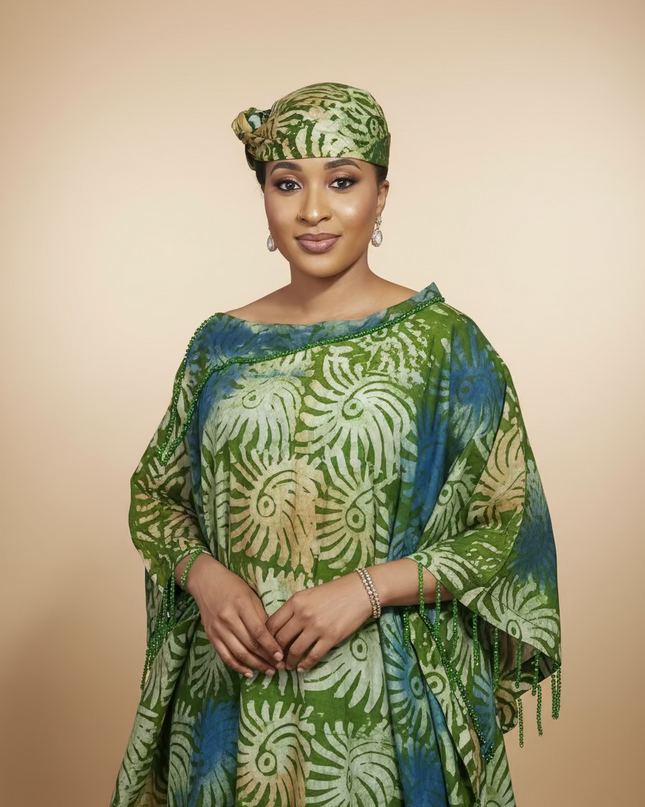Boubou adire dempé perlé tolulope - Vert