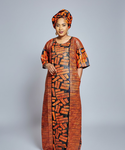 Boubou fanga brodé - Orange