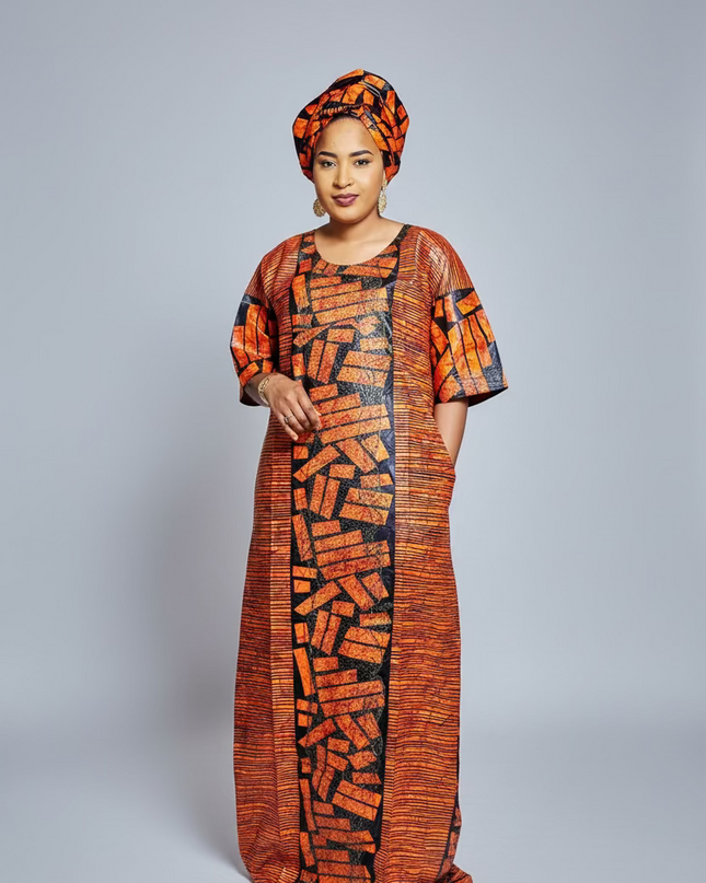 Boubou fanga brodé - Orange