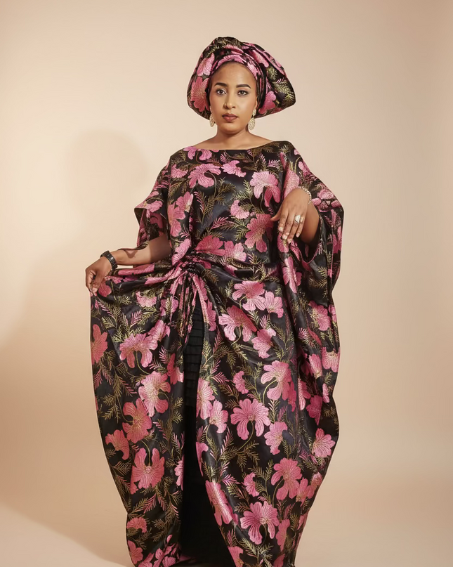 Ensemble khadija jupe brocart - Rose
