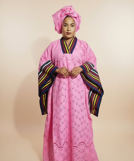 Robe morenike dentelle aso oke - Rose