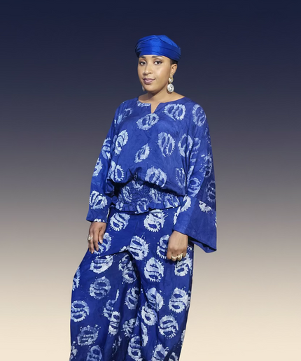 Ensemble pantalon adire olatomi - Bleu roi