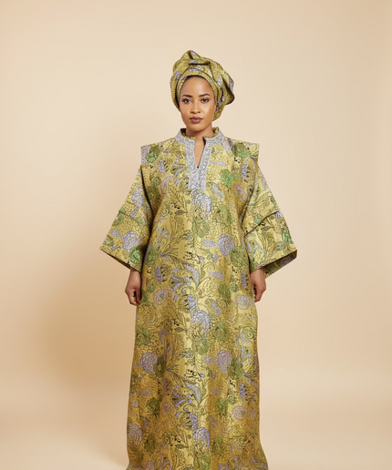 Boubou brocart aoua - Jaune