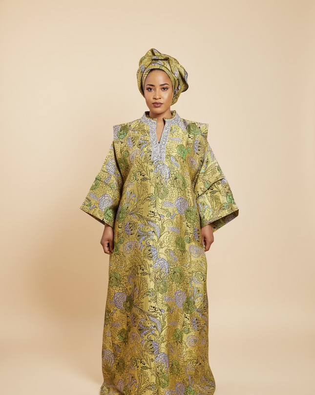 Boubou brocart aoua - Jaune
