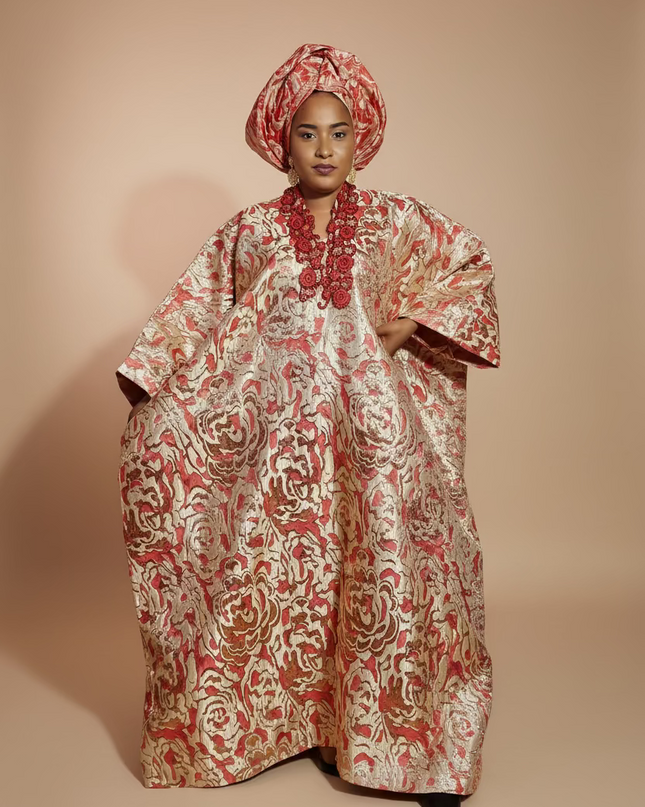 Boubou brocart ajewale  - Rouge