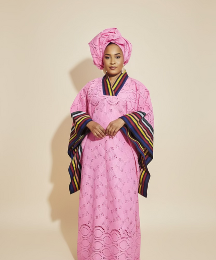 Robe morenike dentelle aso oke - Rose