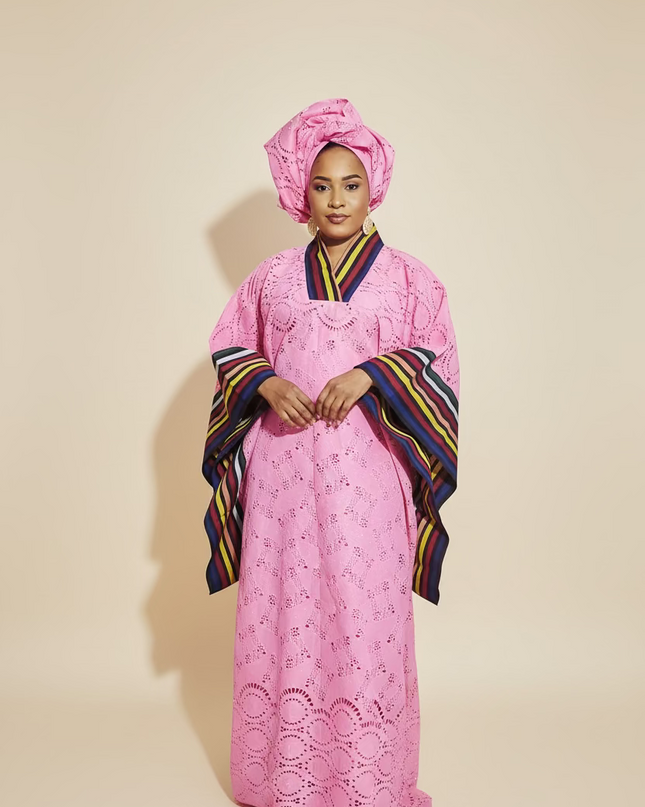 Robe morenike dentelle aso oke - Rose