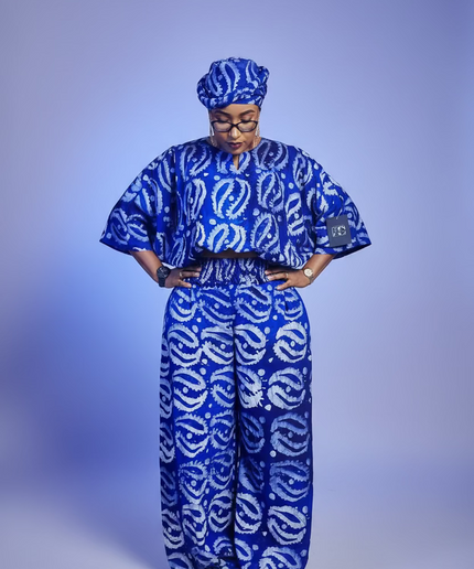 Ensemble pantalon adire - Bleu roi