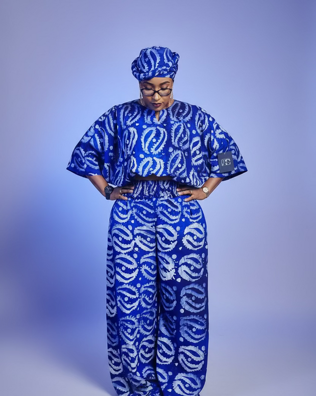 Ensemble pantalon adire - Bleu roi