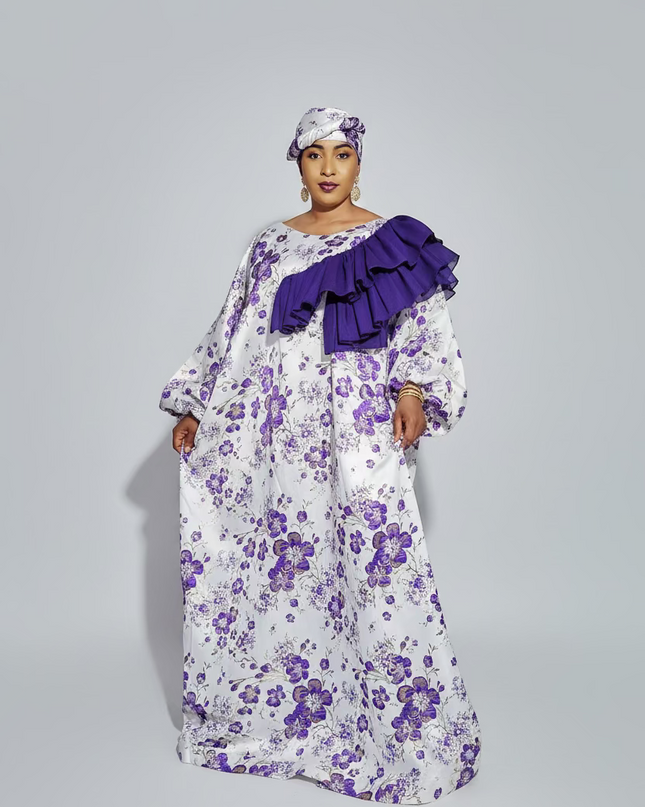 Robe Omosewa brocart aso oke - Violet