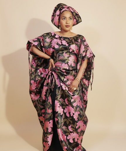 Ensemble khadija jupe brocart - Rose