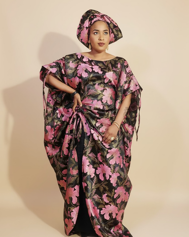 Ensemble khadija jupe brocart - Rose