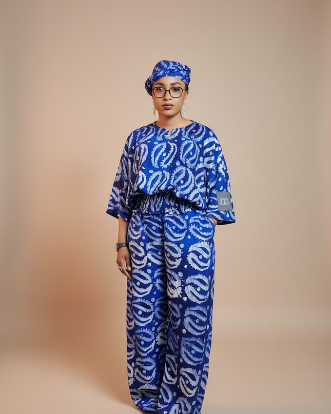 Ensemble pantalon adire - Bleu roi