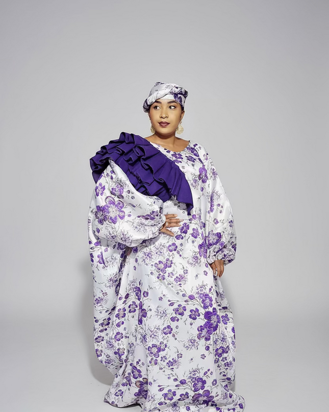 Robe Omosewa brocart aso oke - Violet