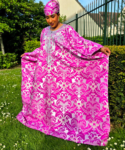 Boubou damask brodé - Fuchsia